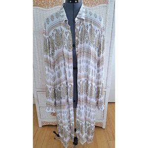 J. JILL Sand Dune Paisley Print Tunic Top Extra Long Size XL Lightweight Soft